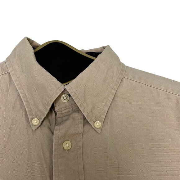 Tommy Hilfiger Mens Med Khaki Long Sleeve Button Down Shirt Crest Logo Cotton - Picture 3 of 11